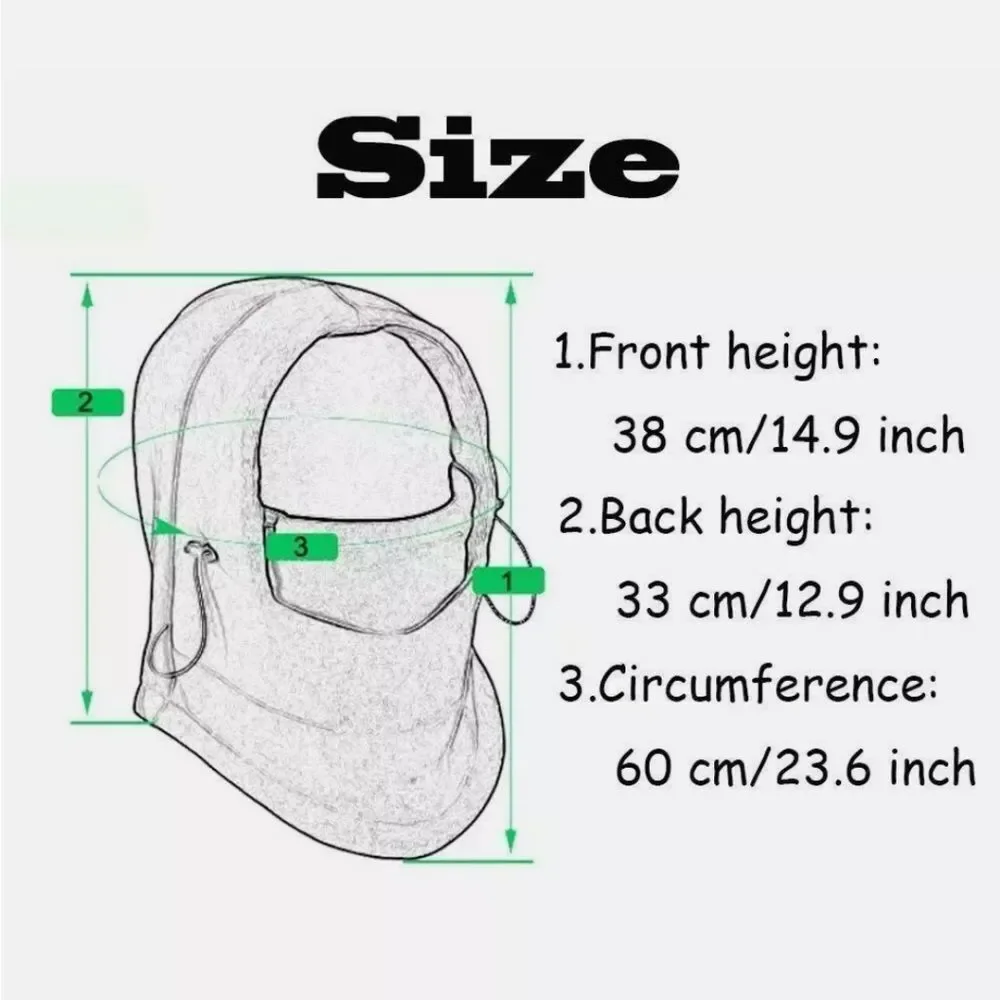 2 Pack Black Winter Fllece Ski Full Face Mask Adjustable Neck Warmer Hood Cap